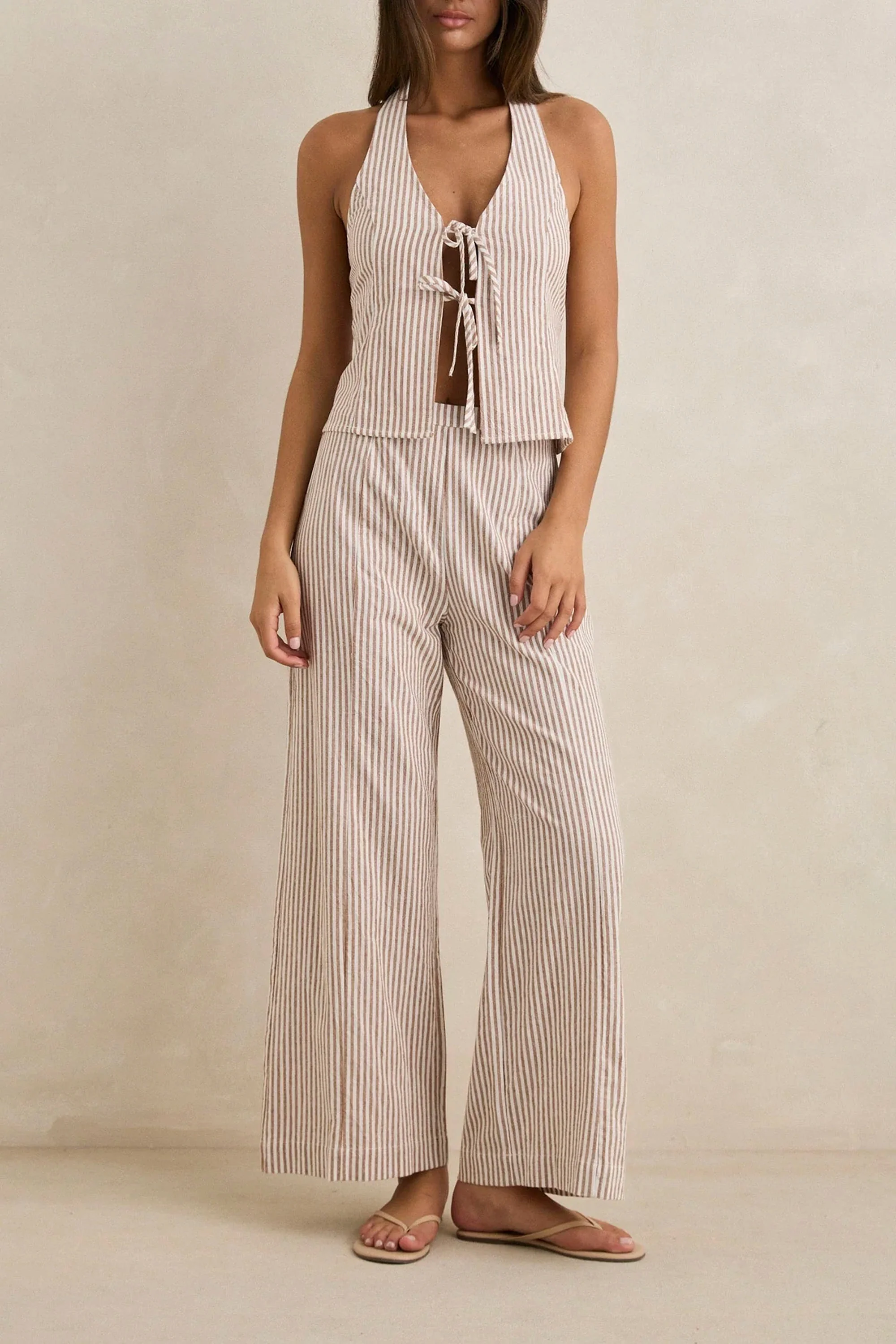 RHYTHM - LOUISE WIDE LEG PANT - TAN - Image 2