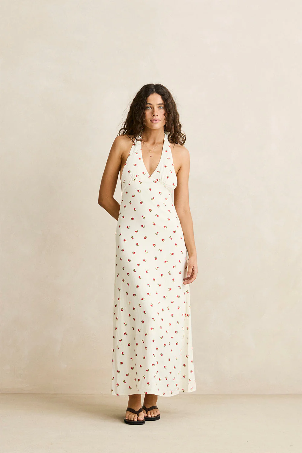 RHYTHM - MILA FLORAL HALTER NECK MAXI DRESS