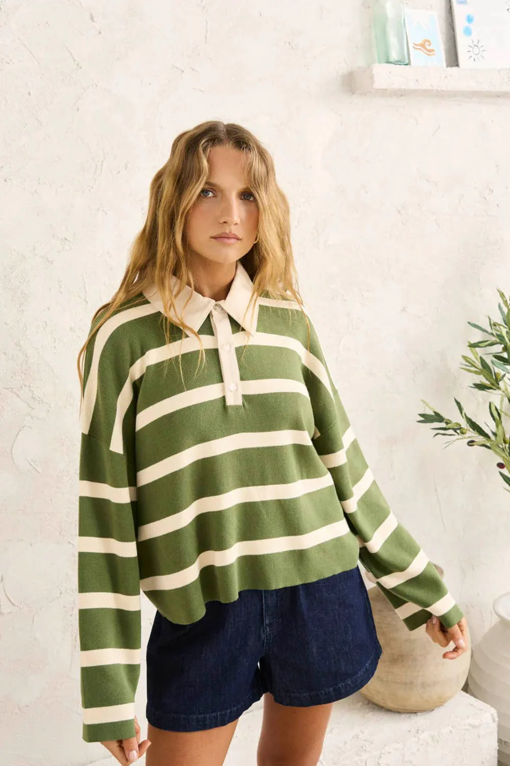RHYTHM - RUGBY POLO KNIT SWEATER