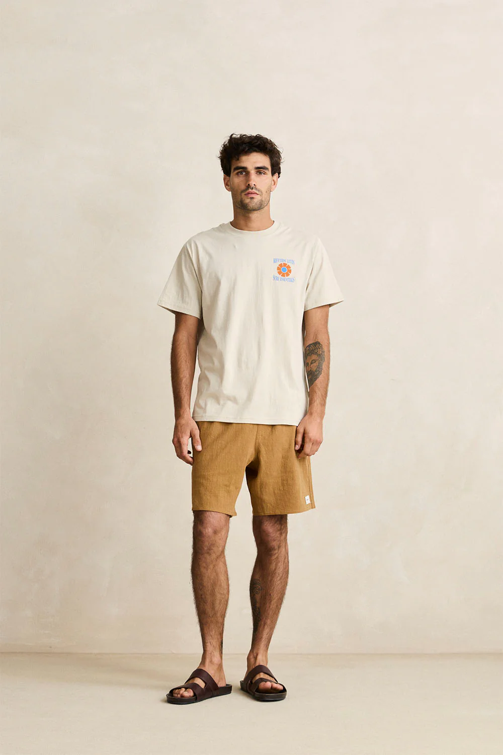 RHYTHM - TEXTURED LINEN JAM - TOBACCO - Image 3