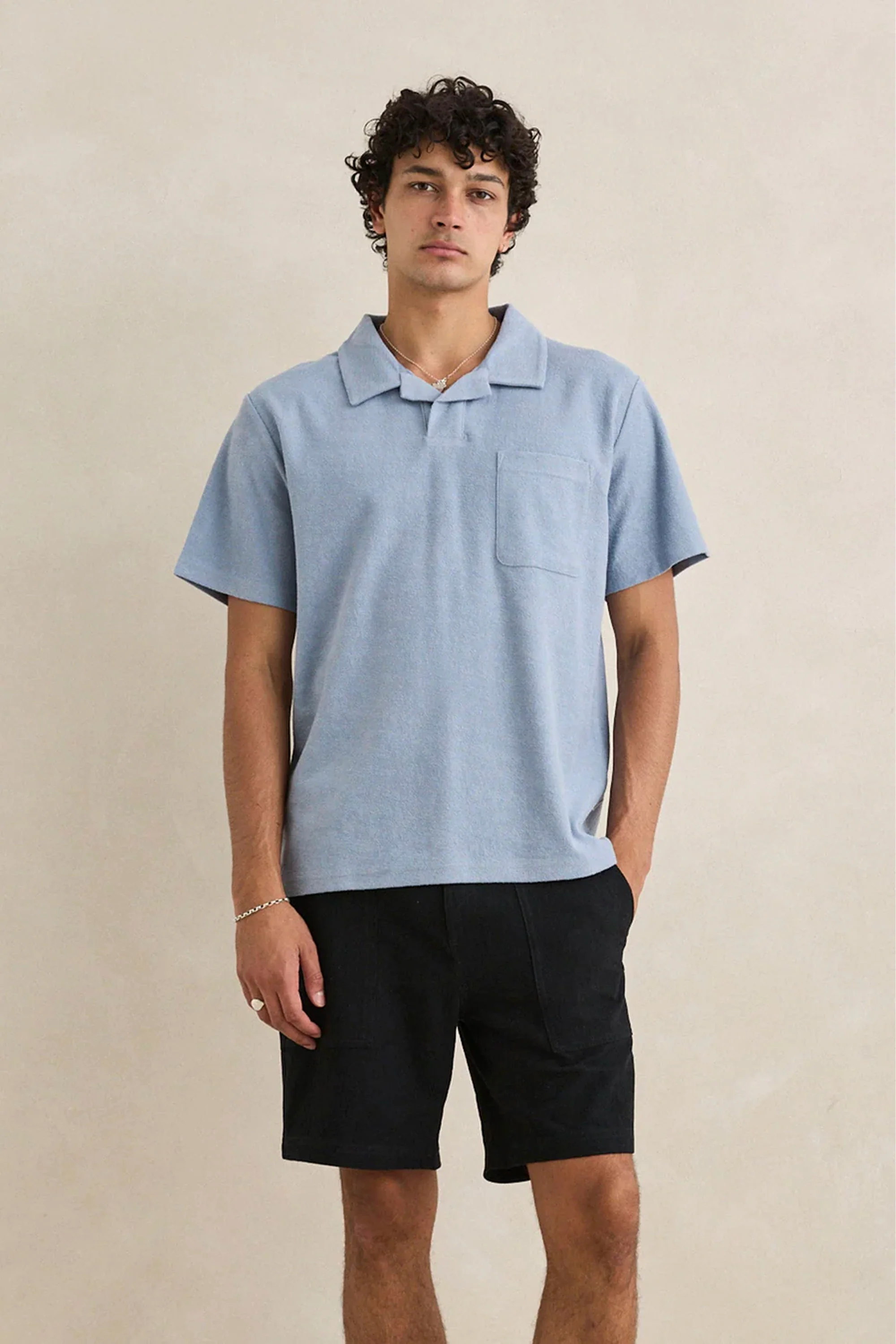 RHYTHM - VINTAGE TERRY POLO - BLUE - Image 2