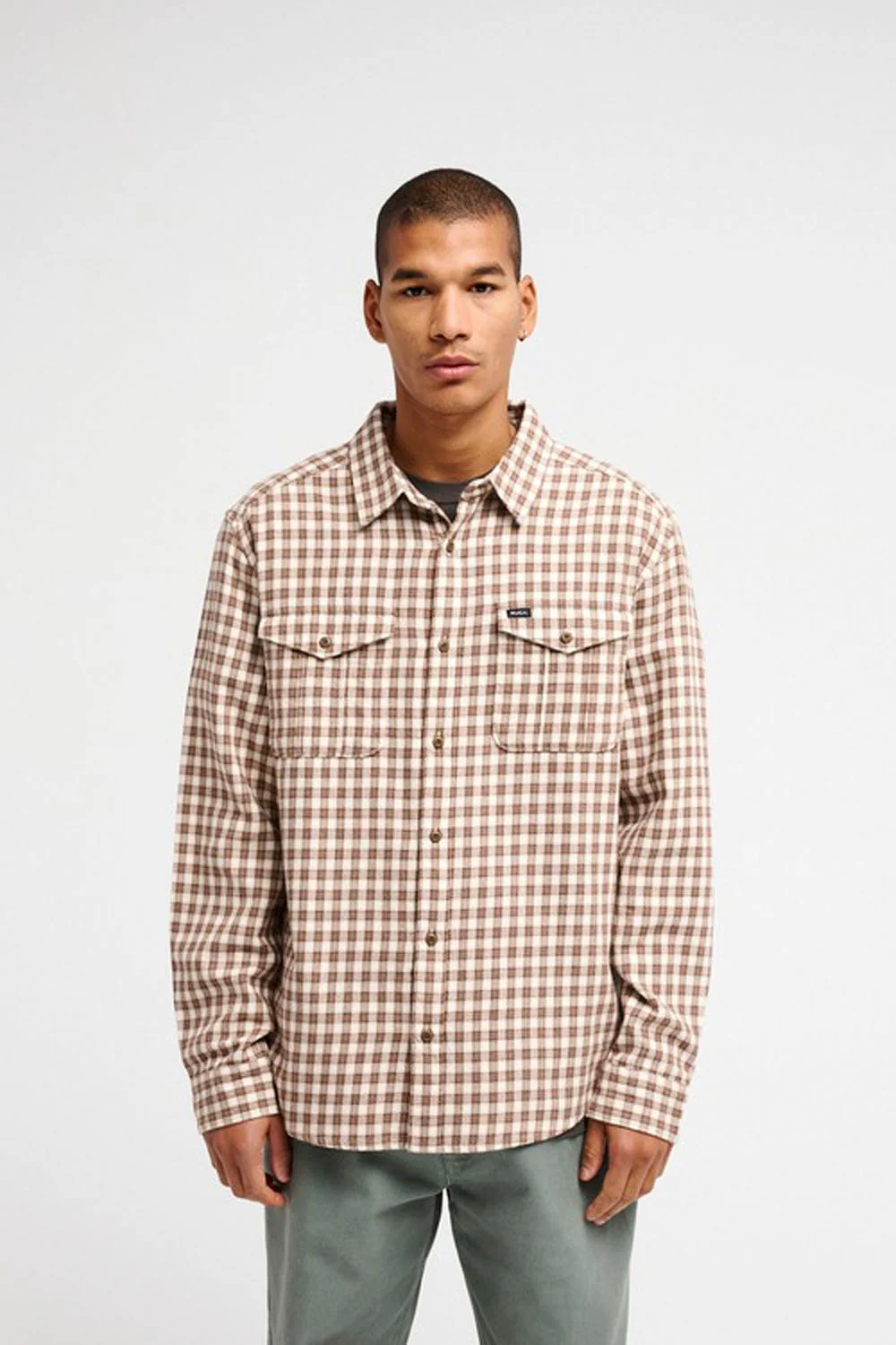 RVCA - HUGUES MICRO CHECKS SHIRT - BOMBAY BROWN