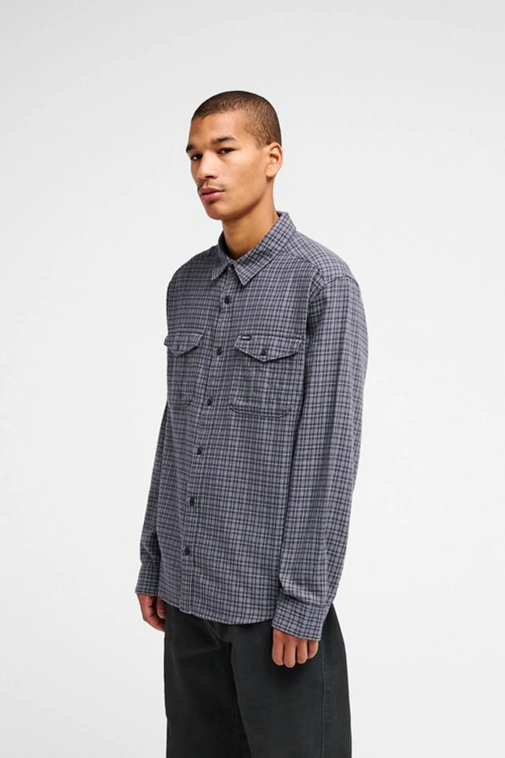 RVCA - HUGUES MICRO CHECKS SHIRT - MOODY BLUE - Image 3