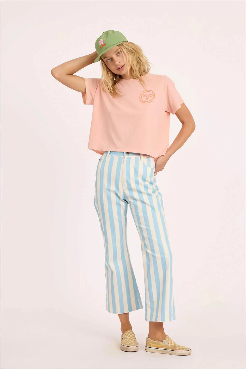 SISSTREVOLUTION - DAYBREAK CROP KNIT TEE - BEACH BLUSH