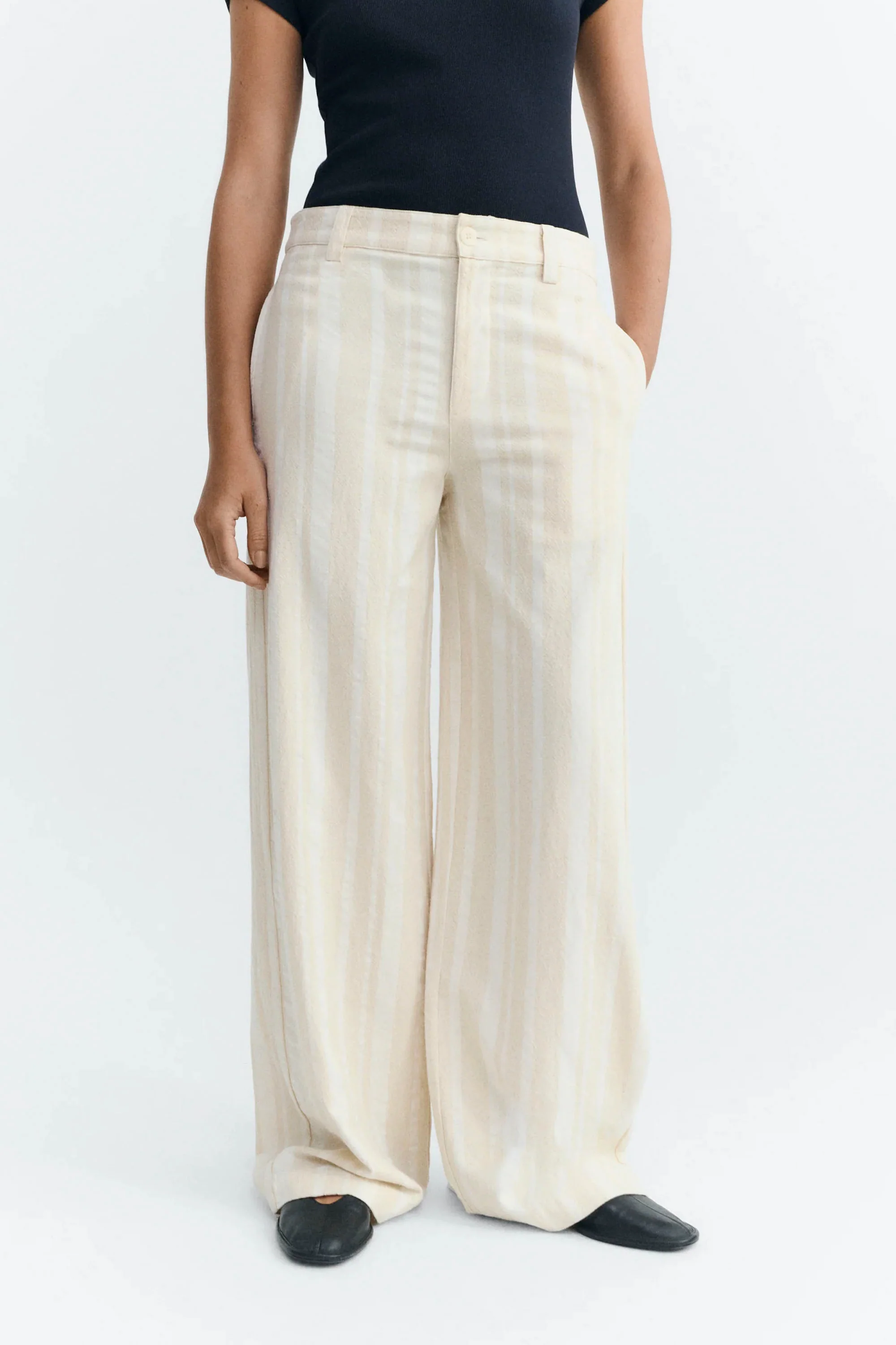 THINKING MU - SERENA PANTS - RAW DAPPLED STRIPES
