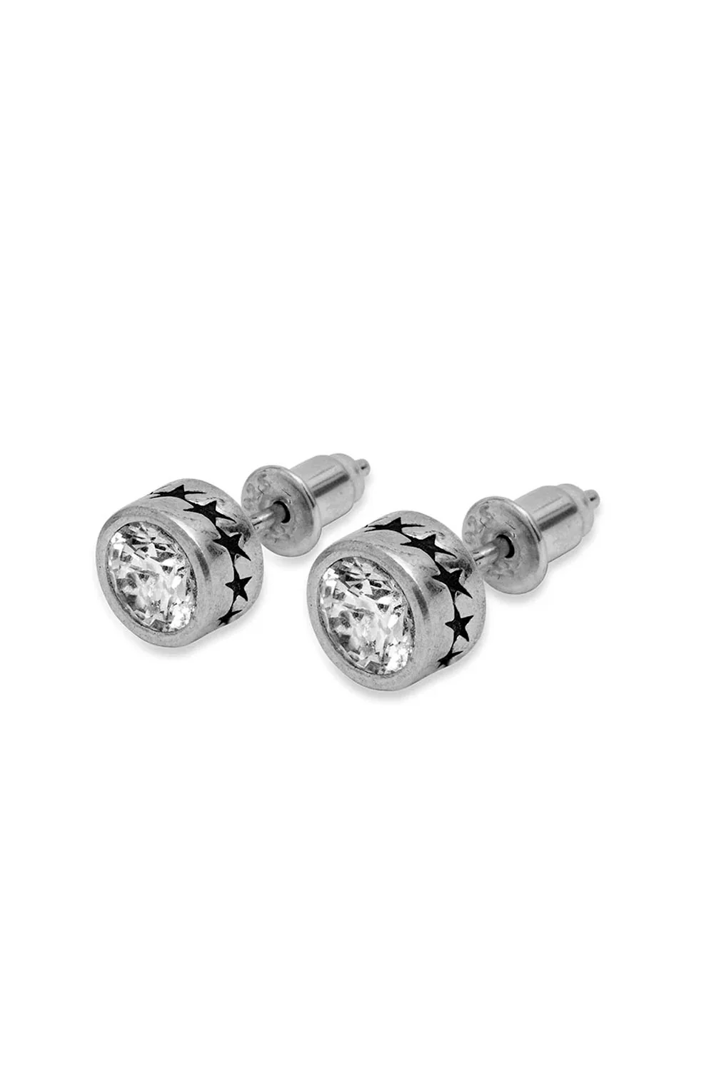 TwoJeys - STONE STUD STARLINE EARRING - SILVER